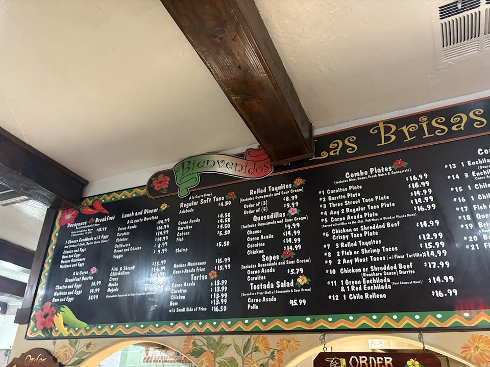 Burritos and combo plates on menu