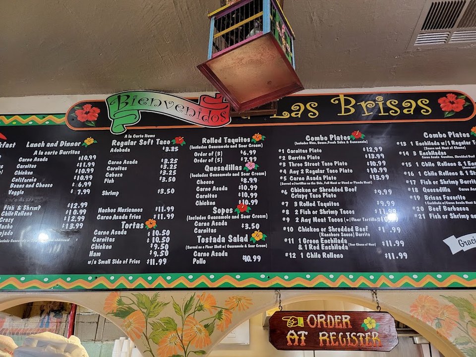 Drink options beside taco plates